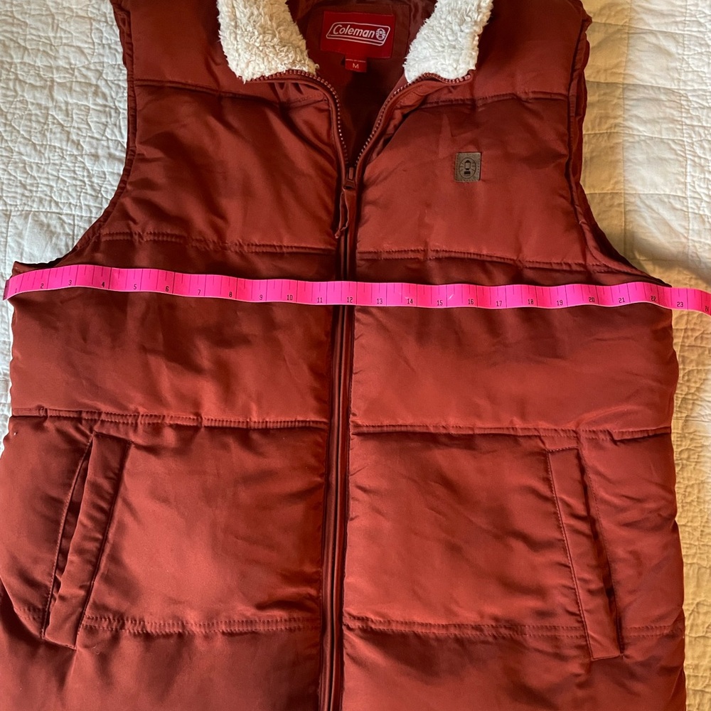 Rust Orange Puffer Vest with Sherpa Collar - Picture 4 of 6